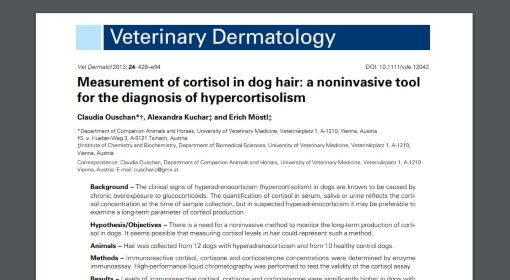 Artigo Measurement of cortisol in dog hair - a noninvasive tool for the diagnosis of hypercortisolism