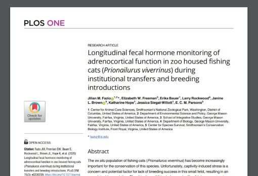 artigo Longitudinal fecal hormone monitoring of adrenocortical function in zoo housed fishing cats