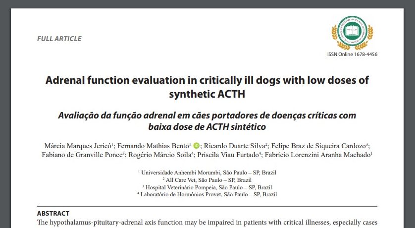 print artigo Adrenal function evaluation in critically ill dogs with low doses of synthetic ACTH