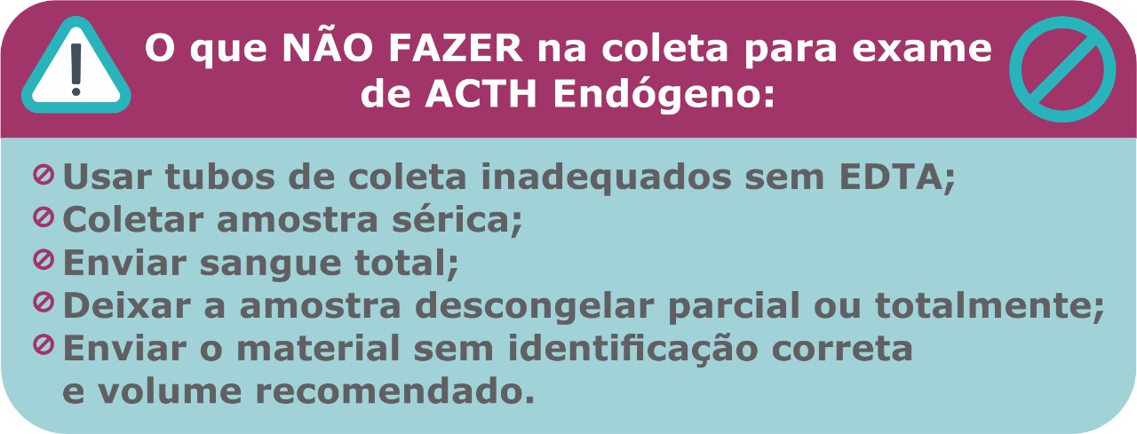 O que não fazer Dosagens de amostra de ACTH Endógeno